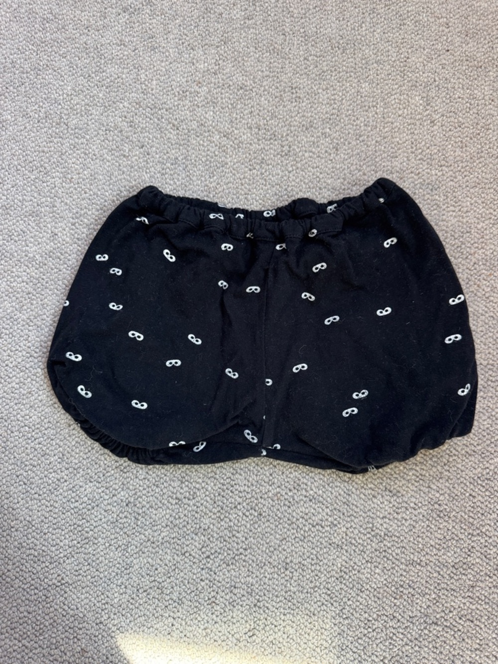 Black Kids Bubble Shorts with Mini White Print
